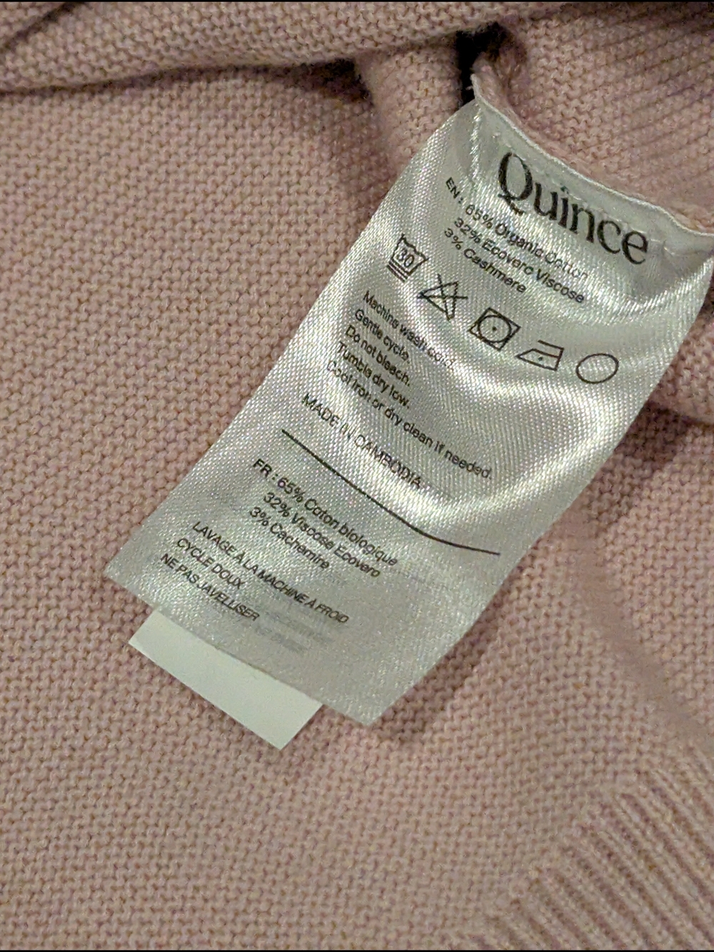 $20 Quince Size L Cotton Cashmere Link-Stitch Dolman Sleeve Sweater Sugar Stone - Picture 3 of 5